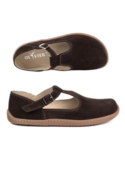 Damskie buty barefoot skórzane Olivier Iria klamerka brąz czekolada welur ze sklepu butyolivier w kategorii Półbuty damskie - zdjęcie 189256045