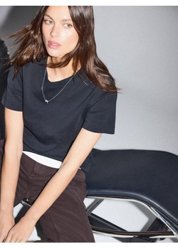 Mohito - T-shirt z merceryzowanej bawełny - czarny ze sklepu Mohito w kategorii Bluzki damskie - zdjęcie 189257836