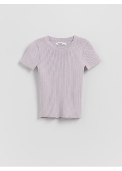 Reserved - Sweter z krótkim rękawem z wiskozą - lawendowy ze sklepu Reserved w kategorii Swetry dziewczęce - zdjęcie 189259157