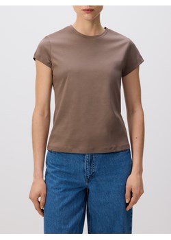 Reserved - T-shirt z domieszką jedwabiu - brązowy ze sklepu Reserved w kategorii Bluzki damskie - zdjęcie 189259367