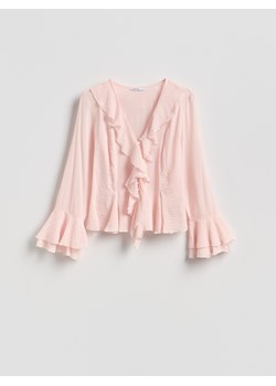 Reserved - Koszula z falbanami - pastelowy róż ze sklepu Reserved w kategorii Koszule damskie - zdjęcie 189259429