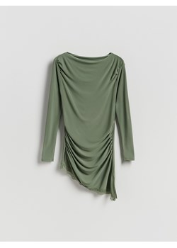 Reserved - Asymetryczna bluzka - oliwkowy ze sklepu Reserved w kategorii Bluzki damskie - zdjęcie 189259436