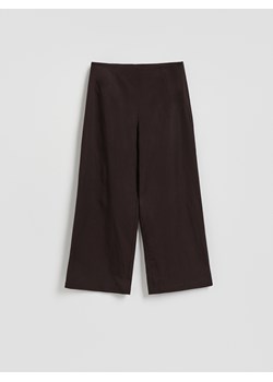 Reserved - Spodnie z szeroką nogawką - ciemnobrązowy ze sklepu Reserved w kategorii Spodnie damskie - zdjęcie 189259835