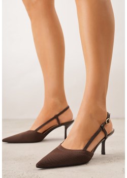 Brązowe Ażurowe Sandały na Szpilce Typu Slingback Pavidia ze sklepu renee.pl w kategorii Czółenka - zdjęcie 189260176