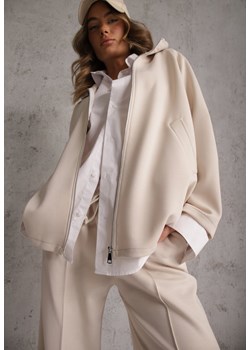 Jasnobeżowy Komplet Dresowy z Dzianiny z Wiskozą Bluza i Spodnie Wide Leg Nevelida ze sklepu renee.pl w kategorii Komplety i garnitury damskie - zdjęcie 189260197