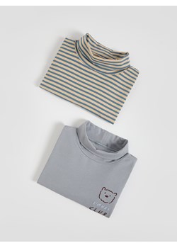 Reserved - Bawełniany longsleeve 2 pack - jasnoszary ze sklepu Reserved w kategorii T-shirty chłopięce - zdjęcie 189261857