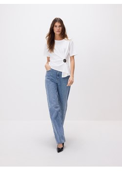 Reserved - Jeansy wide leg z aplikacjami - niebieski ze sklepu Reserved w kategorii Jeansy damskie - zdjęcie 189261936