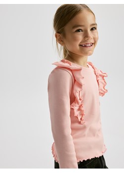 Reserved - Prążkowana bluzka z falbanką - brudny róż ze sklepu Reserved w kategorii Bluzki dziewczęce - zdjęcie 189262188