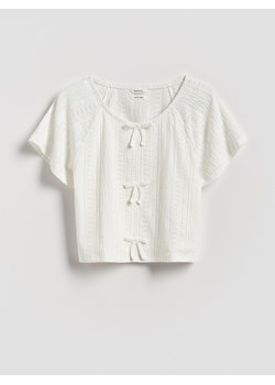 Reserved - Bluzka z kokardami - złamana biel ze sklepu Reserved w kategorii Bluzki dziewczęce - zdjęcie 189262619