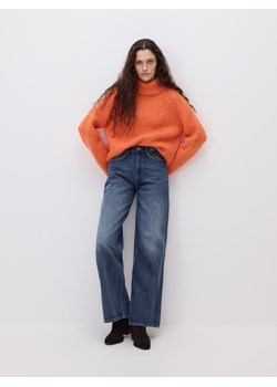 Reserved - Jeansy wide leg z aplikacją - indigo jeans ze sklepu Reserved w kategorii Jeansy damskie - zdjęcie 189262679