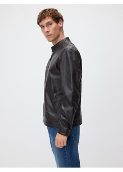 Reserved - Skórzana kurtka ze stójką - ciemnobrązowy ze sklepu Reserved w kategorii Kurtki męskie - zdjęcie 189262966