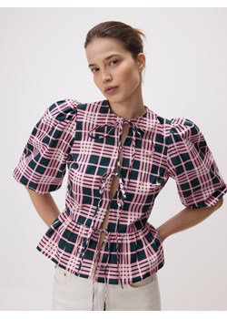 Reserved - Wiązana bluzka z baskinką - wielobarwny ze sklepu Reserved w kategorii Koszule damskie - zdjęcie 189263147