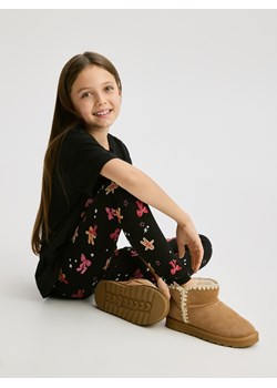 Reserved - Świąteczne legginsy we wzory - czarny ze sklepu Reserved w kategorii Spodnie dziewczęce - zdjęcie 189263359