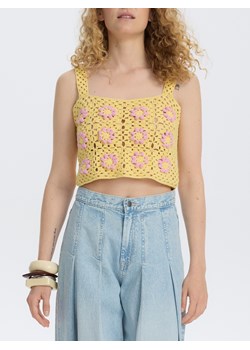 Reserved - Dzianinowy top na ramiączkach - jasnożółty ze sklepu Reserved w kategorii Bluzki damskie - zdjęcie 189263557