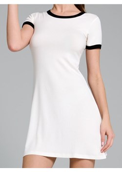 Sinsay - Wiskozowa sukienka mini z kontrastową lamówką - kremowy ze sklepu Sinsay w kategorii Sukienki - zdjęcie 189264727