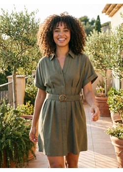 Sinsay - Sukienka z zapięciem na guziki - khaki ze sklepu Sinsay w kategorii Sukienki - zdjęcie 189264778