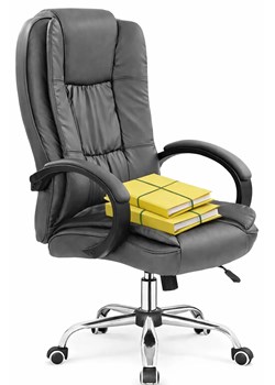 Szary Fotel Skórzany Obrotowy B3-R14 ze sklepu Edinos.pl w kategorii Krzesła biurowe - zdjęcie 189264856