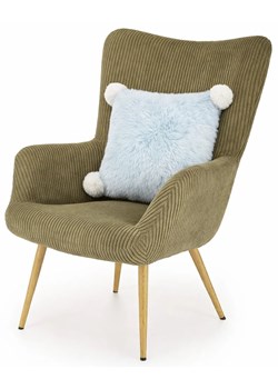 Oliwkowy fotel uszak w stylu skandi E0-M15 ze sklepu Edinos.pl w kategorii Fotele - zdjęcie 189264875
