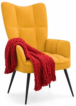 Musztardowy Pikowany Fotel Wypoczynkowy K5-D89 ze sklepu Edinos.pl w kategorii Fotele - zdjęcie 189264879