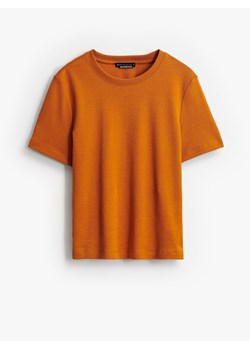 Mohito - Pomarańczowy t-shirt z merceryzowanej bawełny - pomarańczowy ze sklepu Mohito w kategorii Bluzki damskie - zdjęcie 189268707