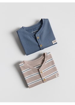 Reserved - Bawełniany longsleeve 2 pack - beżowy ze sklepu Reserved w kategorii T-shirty chłopięce - zdjęcie 189270158