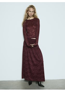 Reserved - Koronkowy longsleeve - bordowy ze sklepu Reserved w kategorii Bluzki damskie - zdjęcie 189270229