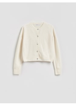 Reserved - Wełniany kardigan - kremowy ze sklepu Reserved w kategorii Swetry damskie - zdjęcie 189270417