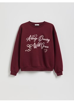 Reserved - Bluza z haftowanym napisem - bordowy ze sklepu Reserved w kategorii Bluzy dziewczęce - zdjęcie 189270447