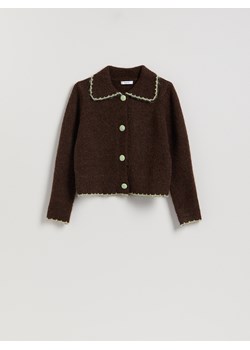 Reserved - Kardigan z kołnierzykiem - brązowy ze sklepu Reserved w kategorii Swetry damskie - zdjęcie 189270708