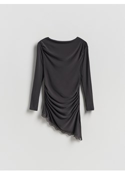 Reserved - Asymetryczna bluzka - ciemnoszary ze sklepu Reserved w kategorii Bluzki damskie - zdjęcie 189270797