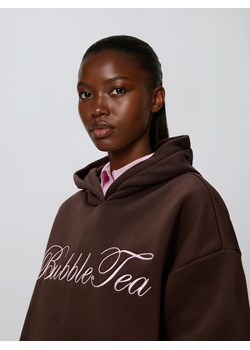 Reserved - Bluza oversize z haftem - brązowy ze sklepu Reserved w kategorii Bluzy damskie - zdjęcie 189271378