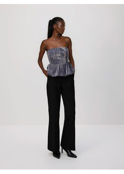 Reserved - Welurowa bluzka - ciemnoszary ze sklepu Reserved w kategorii Bluzki damskie - zdjęcie 189271649