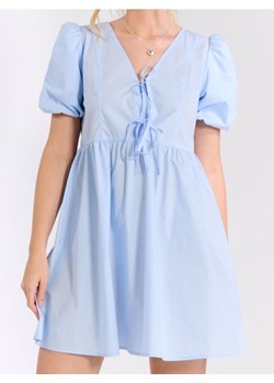 Sinsay - Sukienka mini z bufiastym rękawem - błękitny ze sklepu Sinsay w kategorii Sukienki - zdjęcie 189272909