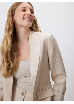 Reserved - Marynarka z lnem i wiskozą - beżowy ze sklepu Reserved w kategorii Marynarki damskie - zdjęcie 189274815