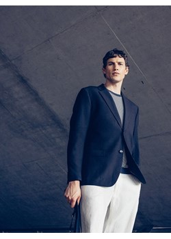 Reserved - Marynarka slim fit - granatowy ze sklepu Reserved w kategorii Marynarki męskie - zdjęcie 189276039