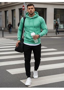 Dres męski miętowo-czarny Dstreet AX0642 ze sklepu DSTREET.PL w kategorii Dresy męskie - zdjęcie 189276757