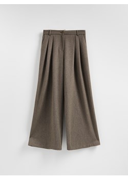 Reserved - Spodnie z wiskozą - ciemnobrązowy ze sklepu Reserved w kategorii Spodnie damskie - zdjęcie 189276918