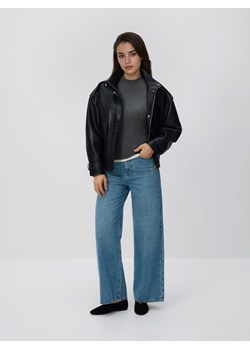 Reserved - T-shirt z wiskozą - ciemnoszary ze sklepu Reserved w kategorii Bluzki damskie - zdjęcie 189276995