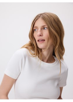 Reserved - T-shirt w prążek - złamana biel ze sklepu Reserved w kategorii Bluzki damskie - zdjęcie 189277018