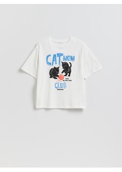 Reserved - T-shirt z nadrukiem - biały ze sklepu Reserved w kategorii Bluzki damskie - zdjęcie 189277078