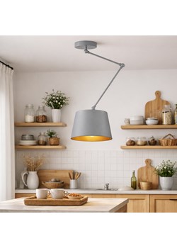 Szara lampa sufitowa na wysięgniku ruchomym JUMA GOLD w stylu skandynawskim ze sklepu Lysne w kategorii Lampy sufitowe - zdjęcie 189278019