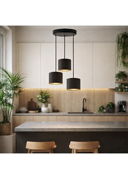 Potrójna lampa wisząca z czarnymi abażurami ze złotym wnętrzem PUEBLO w nowoczesnym stylu ze sklepu Lysne w kategorii Lampy wiszące - zdjęcie 189278065