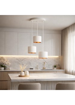 Regulowana lampa wisząca w stylu glamour PUEBLO GOLD z białymi abażurami ze złotym wnętrzem ze sklepu Lysne w kategorii Lampy wiszące - zdjęcie 189278068
