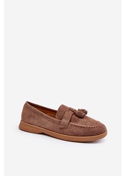 Mokasyny Damskie Zamsz Bązowe Dansitu N22-992 ze sklepu ZAZOO w kategorii Mokasyny damskie - zdjęcie 189278095