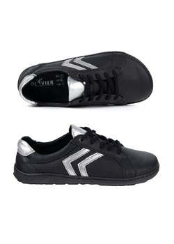 Buty barefoot damskie Olivier 115MP – anatomiczne buty skórzane czarne srebrne detale ze sklepu butyolivier w kategorii Półbuty damskie - zdjęcie 189278178