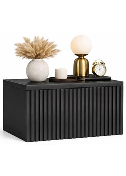 Czarna Ścienna Szafka Nocna Ryflowana W0-R50 ze sklepu Edinos.pl w kategorii Stoliki i szafki nocne - zdjęcie 189278285