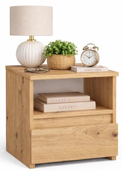 Stojąca szafka nocna z szufladą dąb artisan E5-E46 ze sklepu Edinos.pl w kategorii Stoliki i szafki nocne - zdjęcie 189278287