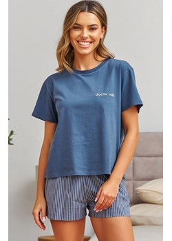 Doctor Nap niebieska piżama damska ze spodenkami w paseczki PM.7423.DENIM_BLUE, Kolor denim, Rozmiar S, Doctor Nap ze sklepu Primodo w kategorii Piżamy damskie - zdjęcie 189279468