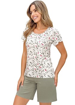 Piżama damska w kwiaty dwuczęściowa Melisa 1/2, Kolor ecru-zielony, Rozmiar S, Donna ze sklepu Primodo w kategorii Piżamy damskie - zdjęcie 189279496