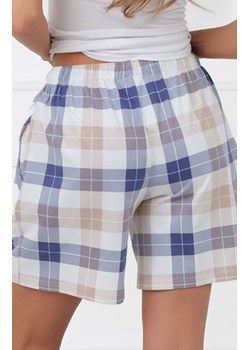 Damskie spodenki do spania w kratę Rima, Kolor beżowo-niebieski, Rozmiar S, Italian Fashion ze sklepu Primodo w kategorii Piżamy damskie - zdjęcie 189279627